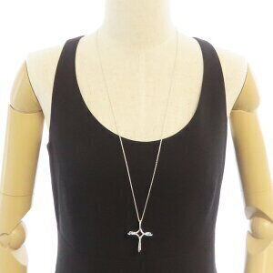 TIFFANY Infinity Cross Necklace Long Chain Silver
